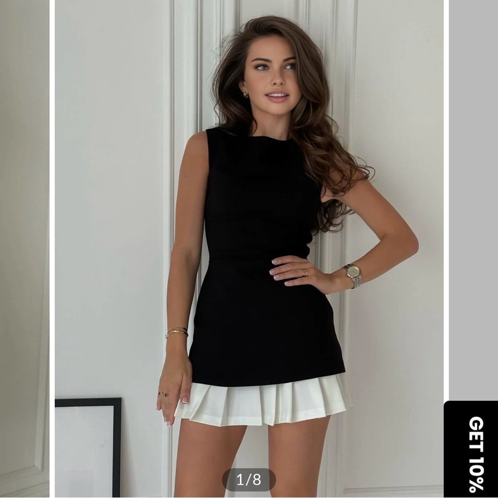 Commense Black and White Mini Dress